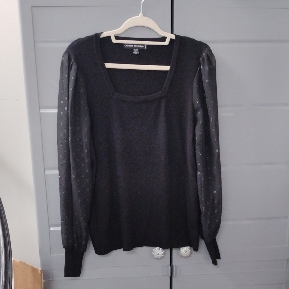 2x Catherine Malandrino Black Knit Top